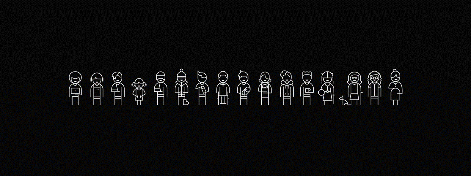 Inclusve design icons of people in different modes